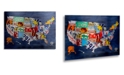 Trademark Global Design Turnpike 'USA Map' Floating Brushed Aluminum Art - 16" x 22" x 1"